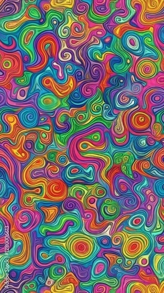 Obraz Groovy backgrounds Twisted and distorted textures in trendy retro psychedelic style with a hippie 70s aesthetic