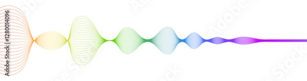 Fototapeta Abstract Gradient Soundwave Visualization with Thin Arcs on White