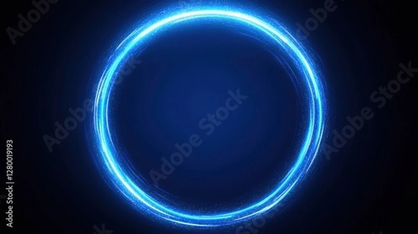 Fototapeta Abstract Blue Neon Light Circle on Dark Background for Design Use