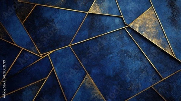 Fototapeta Abstract Blue and Gold Geometric Background for Modern Design