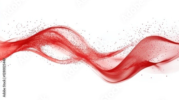 Fototapeta Flowing Red Wave Abstract with Sparkles and Light Effects