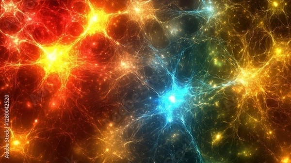 Obraz Abstract Neural Network  Glowing Energy  Cosmic Web  Science Background