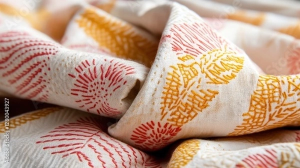 Obraz Colorful textile patterns craft workshop fabric design creative space close-up artistry and culture