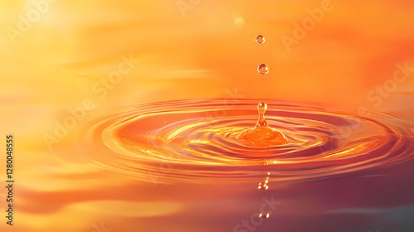 Fototapeta Orange Gradient Water Drop Ripple
