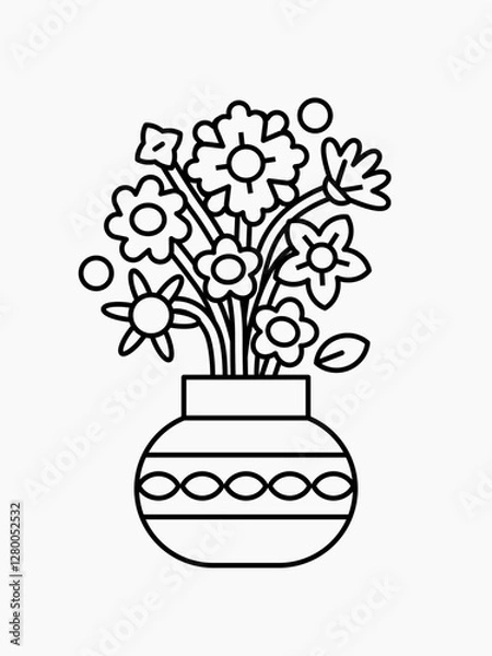 Obraz Flower in Vase Coloring Page Vector