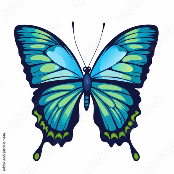 Fototapeta Realistic bright butterfly isolated  vector  illustration