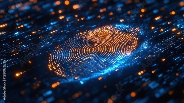 Fototapeta Digital Fingerprint  Biometric Data  Cyber Security  Abstract Background