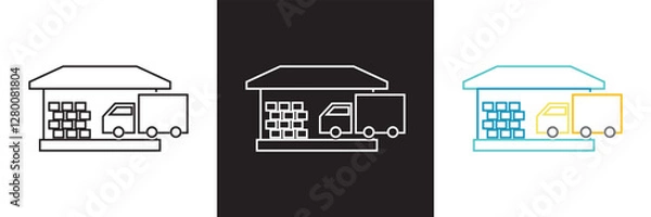 Fototapeta Warehouse icon. isolated on white and black background. Vector illustration. EPS 10