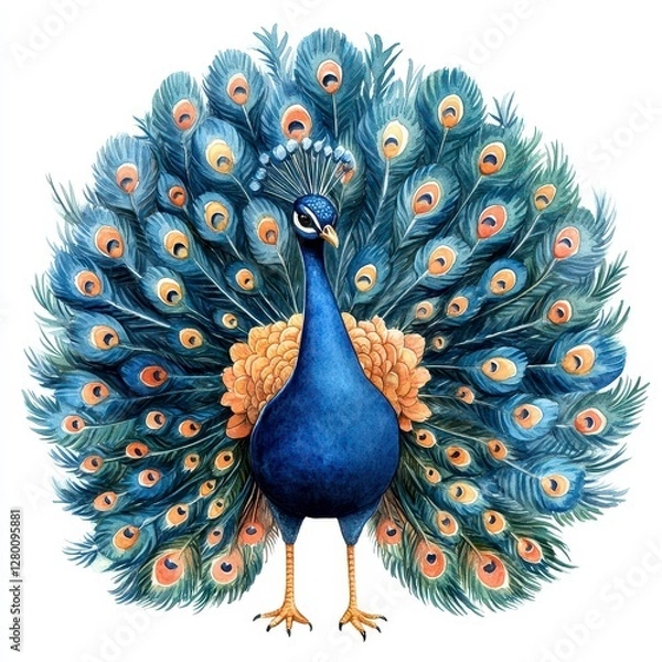 Obraz Detailed Peacock Displaying Colorful Plumage