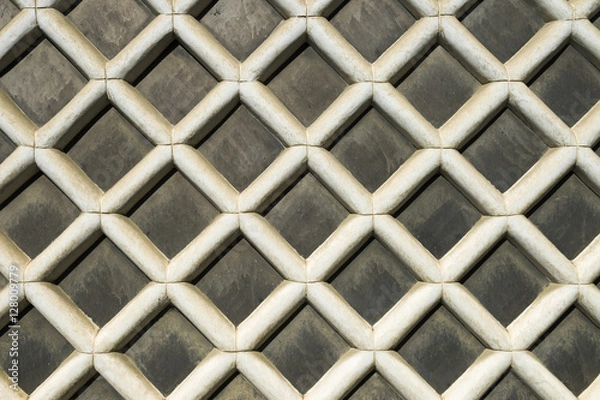 Obraz 日本建築　土蔵のなまこ壁の壁面