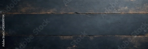 Fototapeta Aged black chalkboard tabletop; rustic wood texture, grey background, old, black, vintage