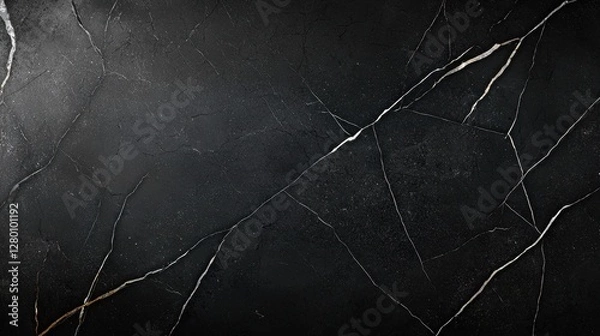 Fototapeta Elegant Black Marble Background with Striking White Veins and Intricate Natural Patterns for Luxurious Design Projects and Creative Presentations