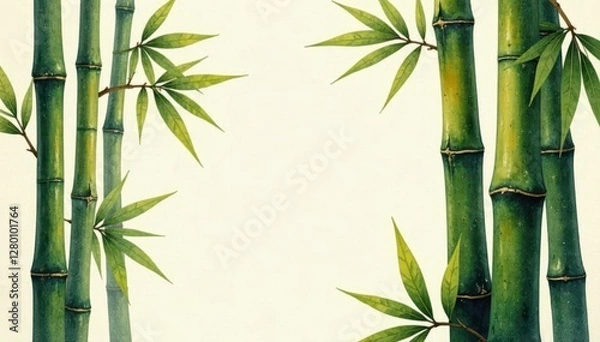 Fototapeta Strong vertical lines, textured bamboo, bold ink strokes , ink, stem