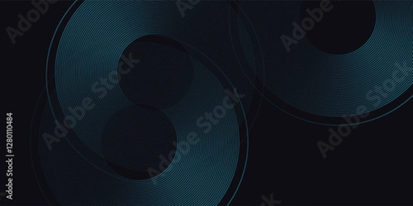 Fototapeta Abstract dark blue abstract background with glowing geometric lines. Modern shiny blue design abstract