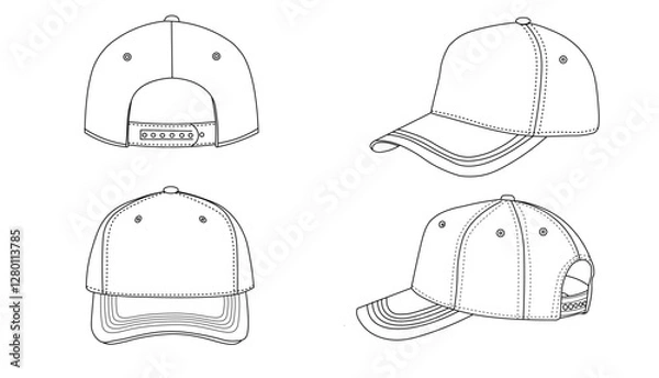 Fototapeta Baseball Cap Technical Sketch