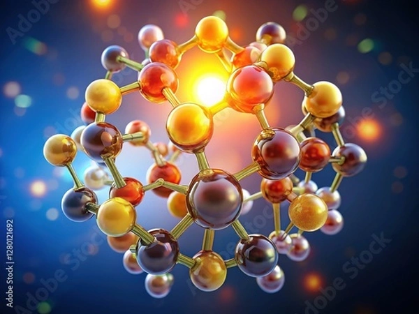 Fototapeta Ergocalciferol Molecular Sphere: Vitamin D2 3D Render, Scientific Illustration