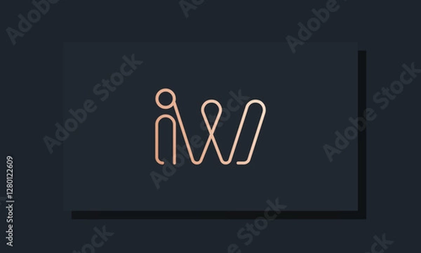 Fototapeta Minimal clip initial letter IW logo