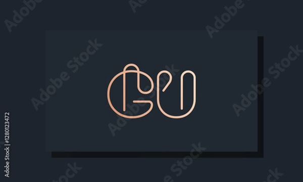 Fototapeta Minimal clip initial letter GU logo