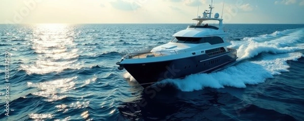 Obraz Sleek fishing vessel navigating open ocean waves , marine, vessel, deep sea