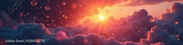 Obraz Tiny carbon fragments suspended in the sky radiate ethereal glow, glowing, dreamy