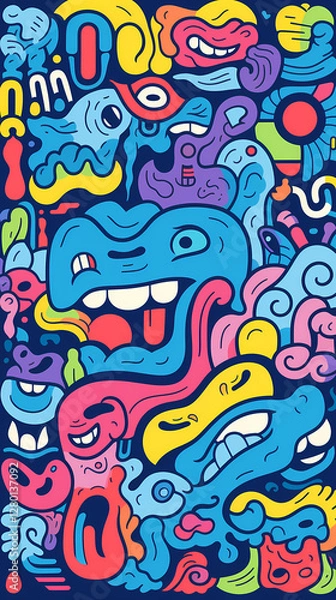 Fototapeta cartoon characters stylized in a clean and contemporary graphic style pattern geometric shapes design poster background