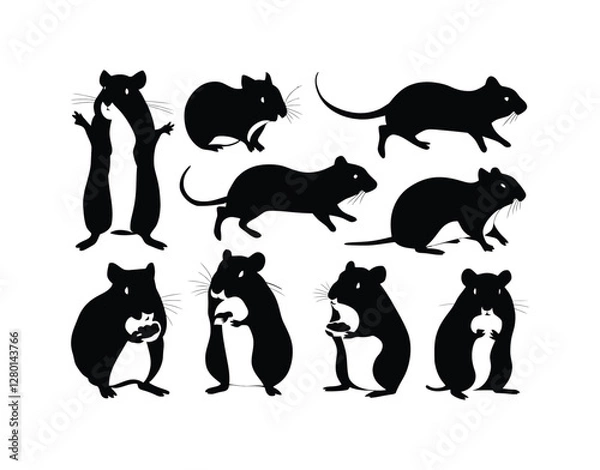 Obraz Vector Silhouette Collection of Gerbils in Poses