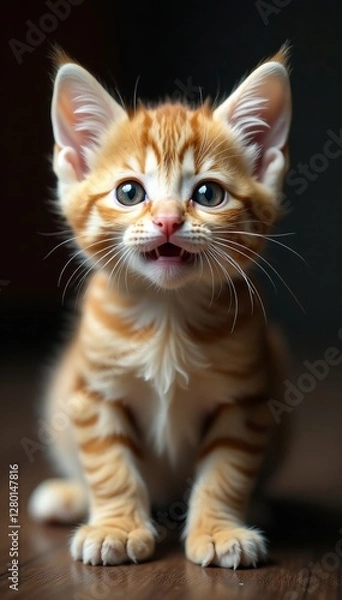 Fototapeta Portrait of a playful british kitten with a mischievous expression, expression, cat