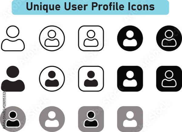 Obraz User profile icon set. people, profile, person, sign up button, vector collection.