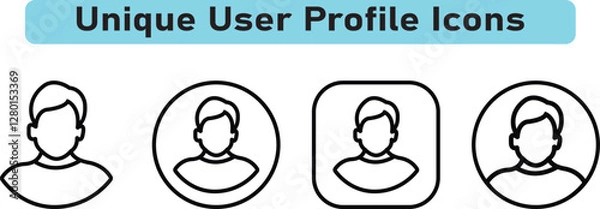 Obraz User profile icon set. people, profile, person, sign up button, vector collection.