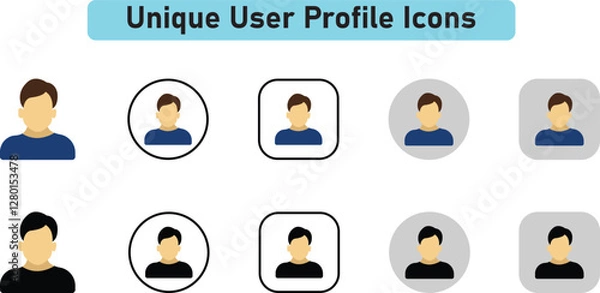 Obraz User profile icon set. people, profile, person, sign up button, vector collection.