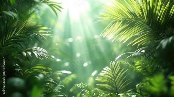 Fototapeta Sunlight through jungle foliage