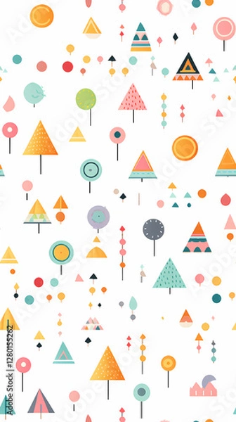 Fototapeta watercolor nursery style triangles and squares pattern abstract graphic poster background