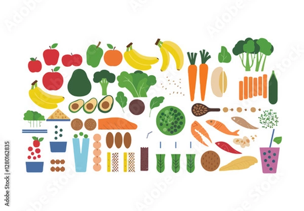 Fototapeta Nutritious Foods Silhouette Collection Template