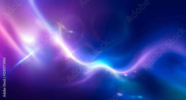 Fototapeta Abstract image featuring vibrant, colorful light streaks flowing across a dark backdrop. Smooth, blended hues of purple, blue, and pink create a dreamy, luminous effect.