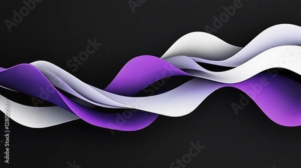 Obraz Abstract Purple and White Wave 3D Render: Digital Art Design AI Generated