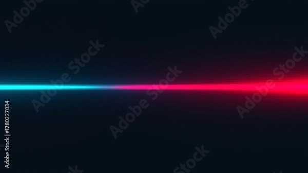 Fototapeta Abstract neon light streaks, cyan and red glow on dark background.