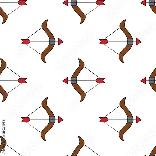 Fototapeta Seamless Pattern with Flat style archer bow. Vector illustration.