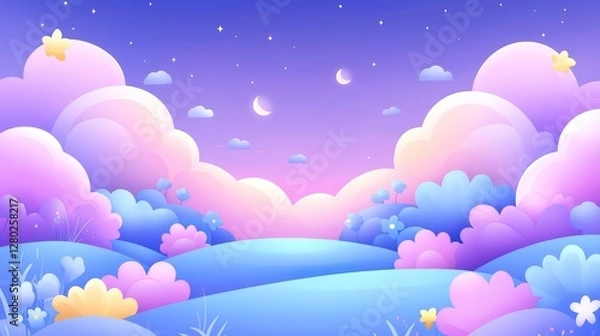 Fototapeta Pastel Pixelated Dreamscape with Fluffy Clouds and Soft Light Pixel Art Landscape for Fantasy Backgrounds and Retro Gaming Aesthetic