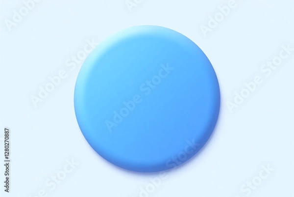 Fototapeta round blue button with white border on light blue background
