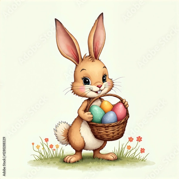 Fototapeta easter bunny with basket