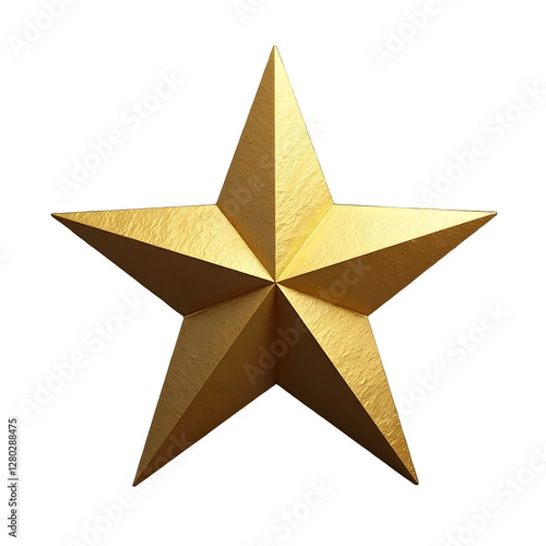 Obraz gold star png transparent background, shiny metallic five-pointed star, 3d rendered star png