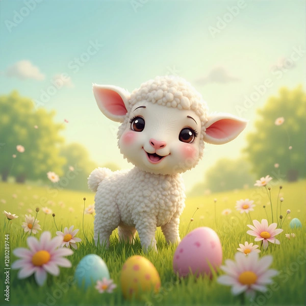 Fototapeta Easter eggs with lamb