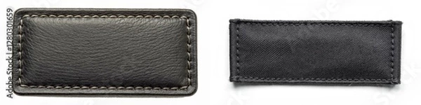 Obraz A black leather item with a white background. The item is a patch