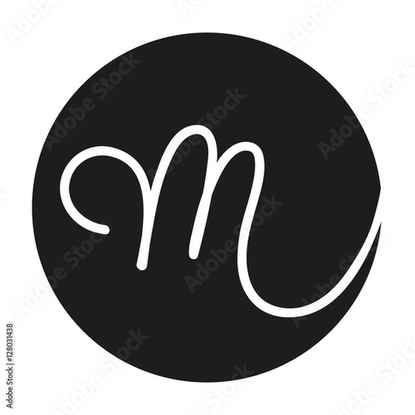 Fototapeta Letter M Monogram inside a black circle. vector image isolated on white background.