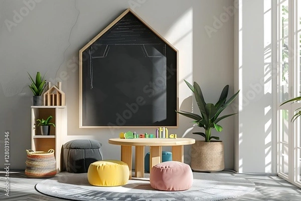 Fototapeta Modern Luxury Home Interior Bedroom Design with Mockup Frame , Wall Poster (3d Render)