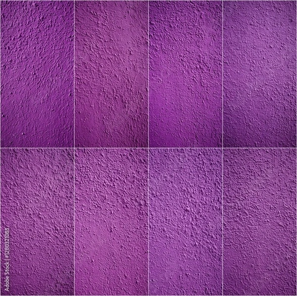 Obraz A set of purple tiles with a rough texture. The tiles are arranged in a grid pattern. Scene is one of coziness and warmth, as the purple color and rough texture give the impression of a soft
