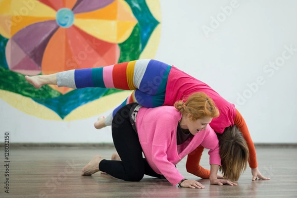 Obraz Two women dancing dance contact improvisation