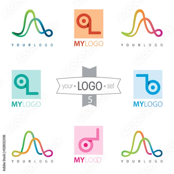 Fototapeta Modern logo design set: a logotypes for different companies, as social, environmental organizations, cultural associations, legal aid, join ventures, start up, environmental, management. Vector image.