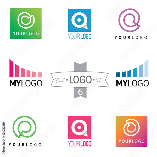 Fototapeta "Modern logo design set: logotypes for different companies, as web agency, start-up, software house, engineering, consulting, insurance company, management, new business, web agency, medical clinic.  