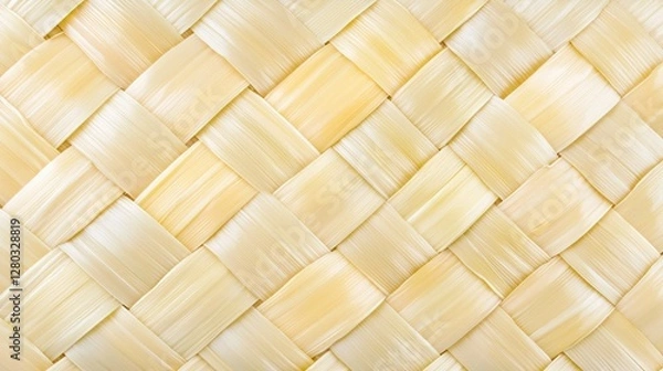 Fototapeta Woven Pandanus Mat Texture, Close-up, Background Blurred